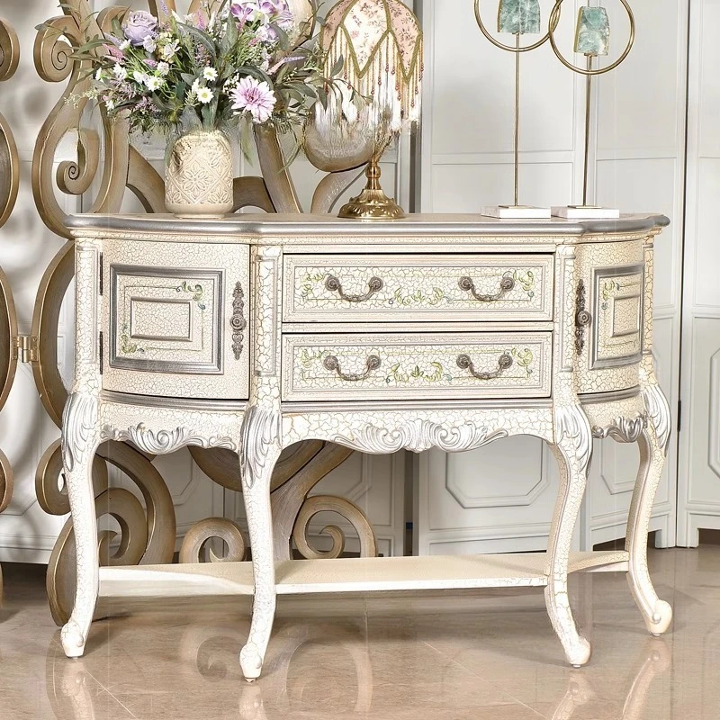 

American retro porch cabinet, semi-circular locker, European-style painted foyer cabinet, French light luxury partition