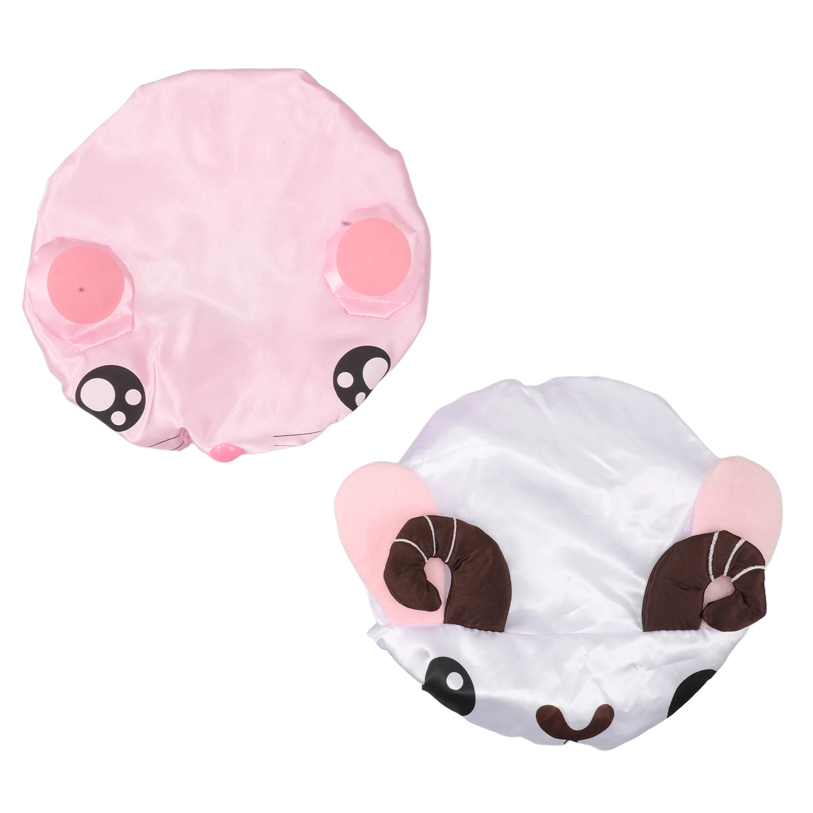 

2 pcs Children'S Shower Cap Double Layer Waterproof Bath Hat For Kids Cute Cartoon Elastic Hair Cover Reusable Toddler Bathing