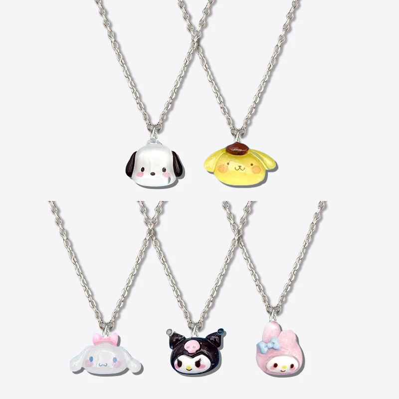 Sanrio Necklace Kuromi Cinnamoroll My Melody Student Bijou Clavicle Chain Adjustable Pendant Accessories Girls Kawaii Toy Gift