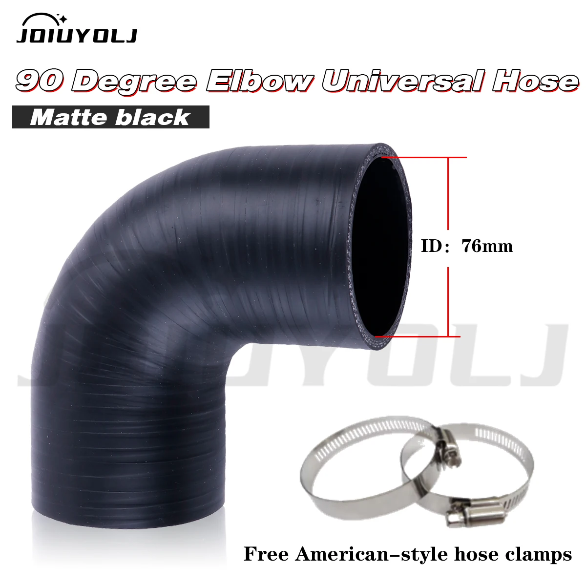 Manguera de tubo de silicona Universal, color negro mate, 4 capas, 90 grados, ID, 76mm, codo, acoplador de manguera de silicona, tubo Intercooler