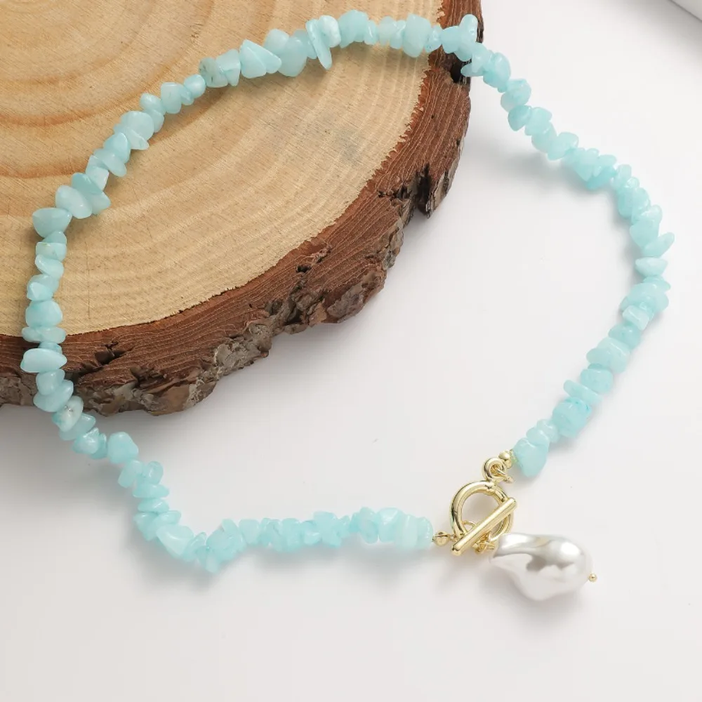 Ожерелье с пряжкой OT, имитация жемчуга, элегантное трендовое колье-чокер с камнем, милое сексуальное цепочка на ключицу в богемном стиле