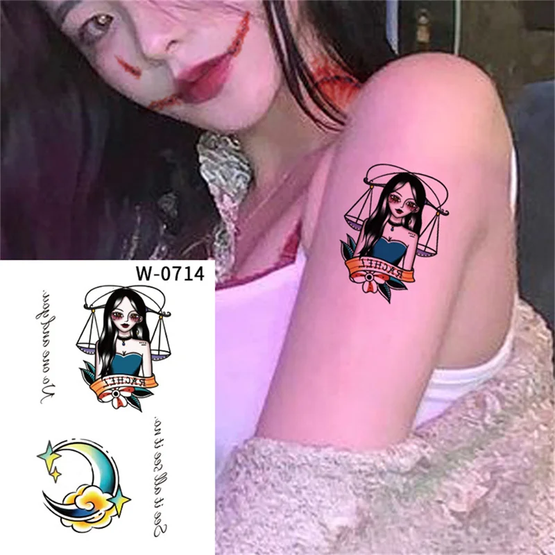 Waterproof Temporary Tattoo Sticker Colorful Stars Moon Love Tattoo Flash Tattoo Arm Female