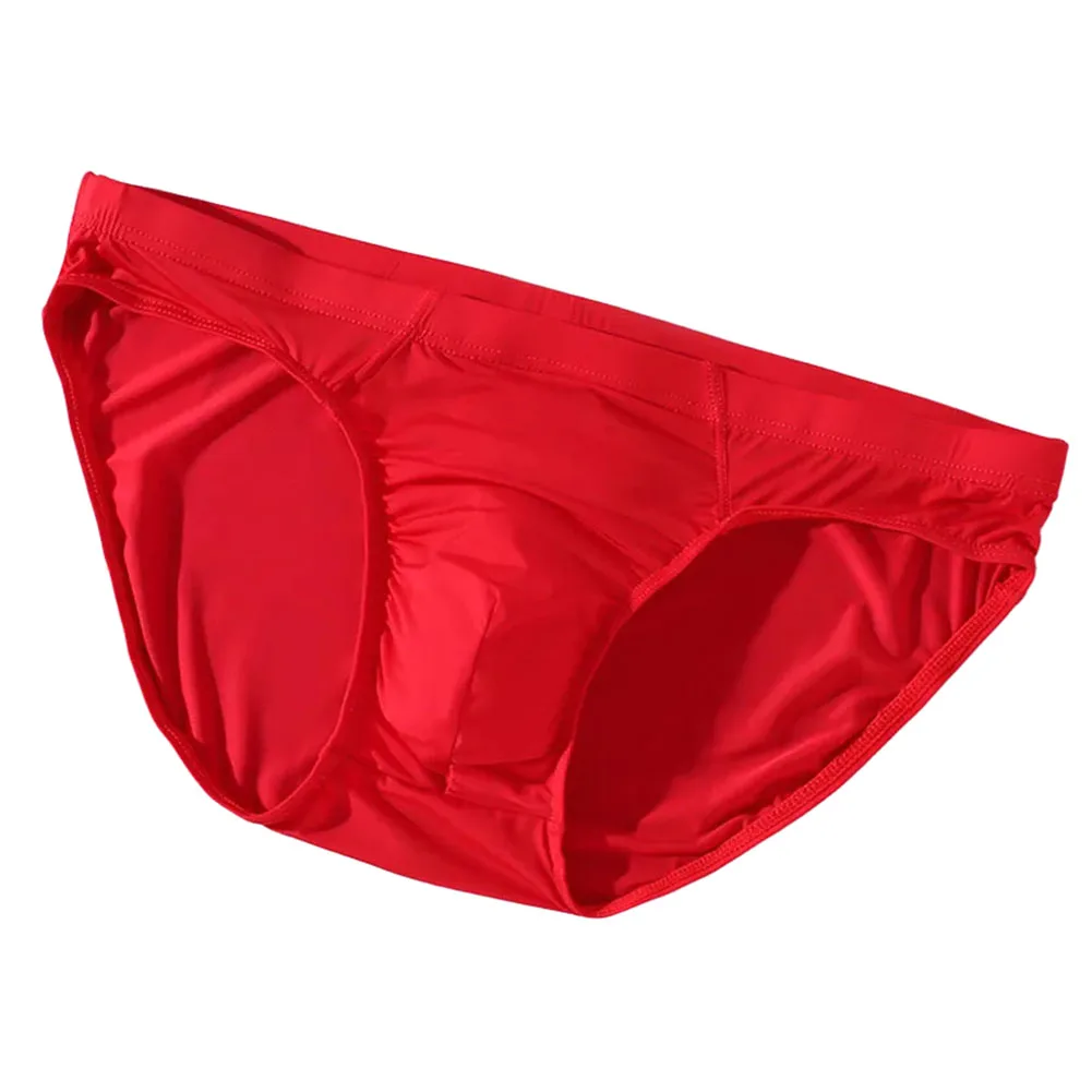 Men Solid Color Ice Silk Underwear Brief Sheer Extreme Men's Panties Low Waist Lingerie Ultra Hot Quick-Drying Underpants Bikini