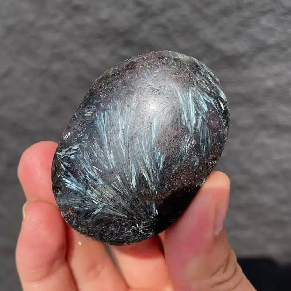 Natural Star Leaf Spark Palm Stone Healing Mineral Specimen Blue Arfvedsonite Sparkling Pocketfor Home Fengshui Decoration