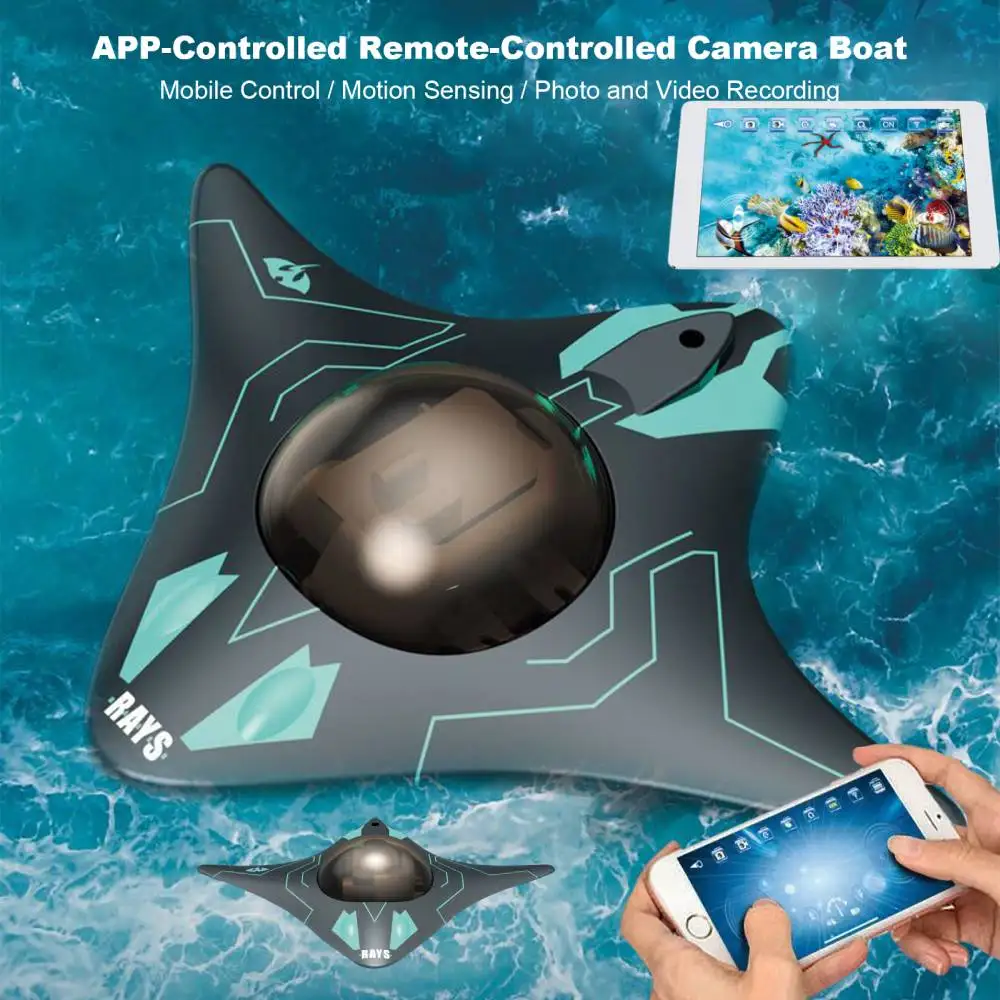 Underwater Drone with Camera Waterproof Mini Remote Control Boat for Pools & Lakes App Controlled RC Submarine Outdoor Play Toys
