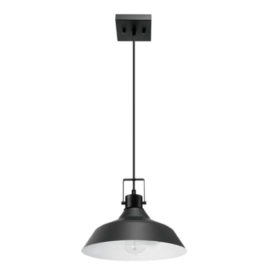 

44476 1-Light Indoor/Outdoor Pendant Light, Matte Black Finish, Textured Socket Detail, Adjustable Hanging Height, E26 Base, Mo