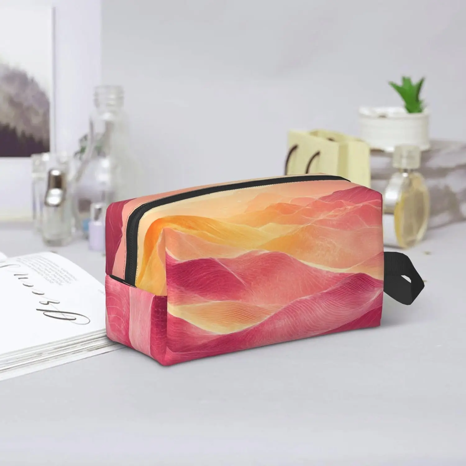 Travel Toiletry Bag for Women Men marble Sunset Mountain Cosmetic Toiletries for Girls Kids Makeup Pouch Wash Bags Organizer