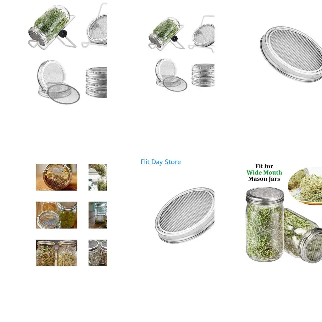 F92C Stainless Steels Germination Cover for Wide Mouth Jar Kitchen Accessories