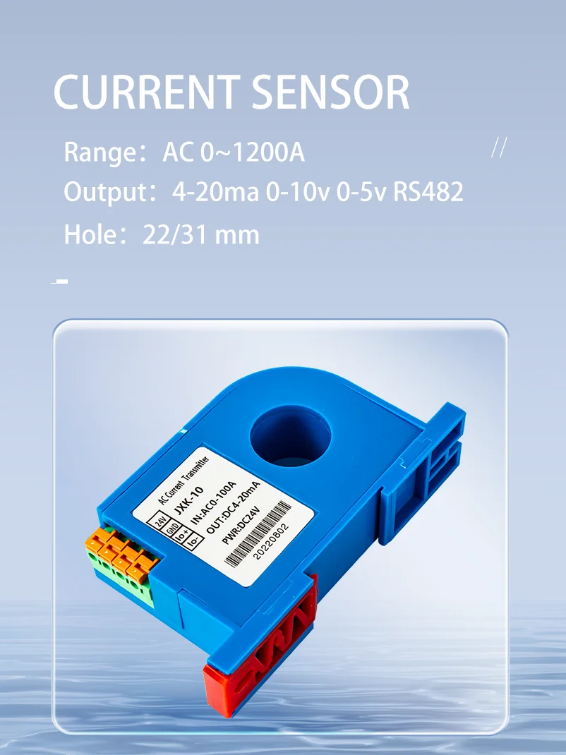 0-600A AC DC Current Signal Sensor 4-20mA 0-20mA 0-10V 0-5V RS485 22mm Hole Hall Effect AC DC Current Transducer Converter