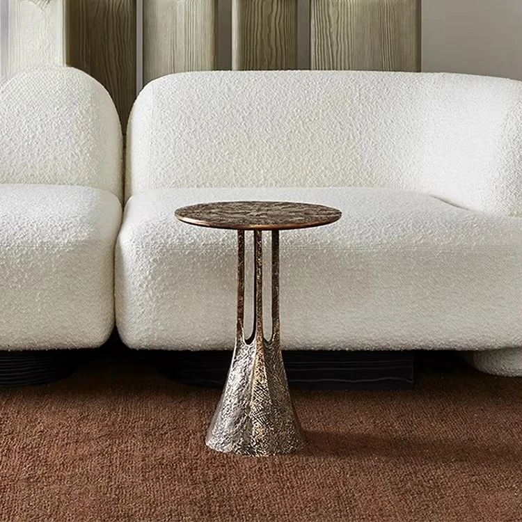 Designer style villa living room vintage bronze coffee table hotel bedroom metal frame art side table furniture