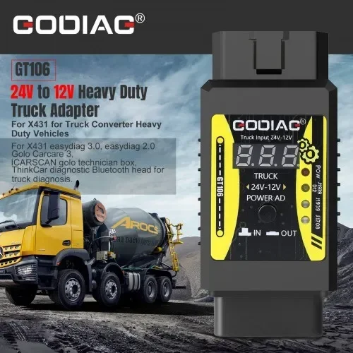 GODIAG GT106 PLUS 24V to 12V Heavy Duty Truck Converter for Launch X431 DBScar Thinkcar Thinkdiag 2