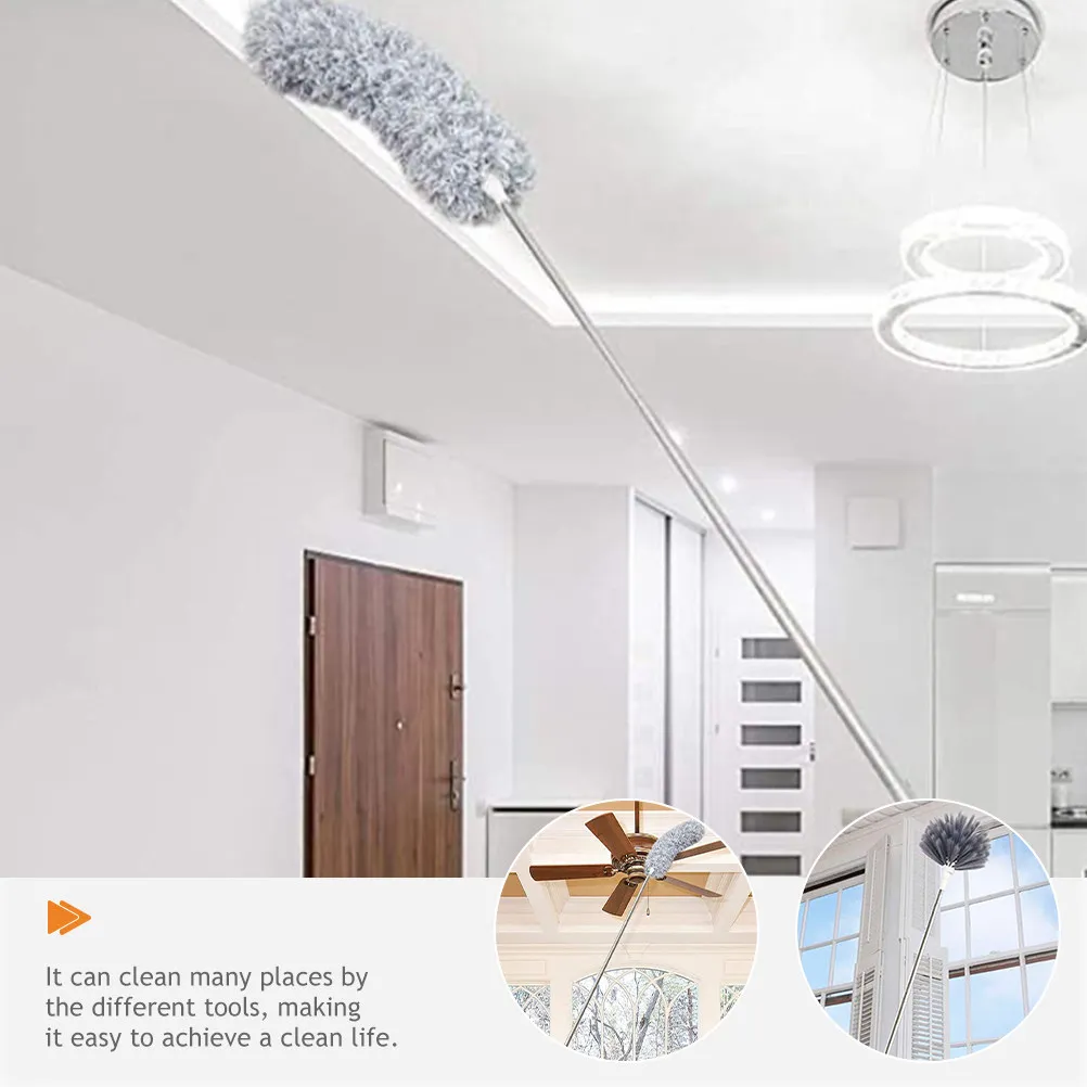 

1Set Microfiber Duster Household Dusting Cleaning Tool Detachable Head Telescopic Pole Ceiling Fan Furniture Car Duster