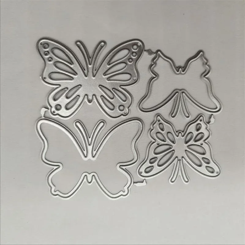 Borboleta Metal Stencils para DIY Card, Photo Album Embossing, Paper Making, Scrapbook Craft, Stencils, Material Escolar, 4Pcs, Lote
