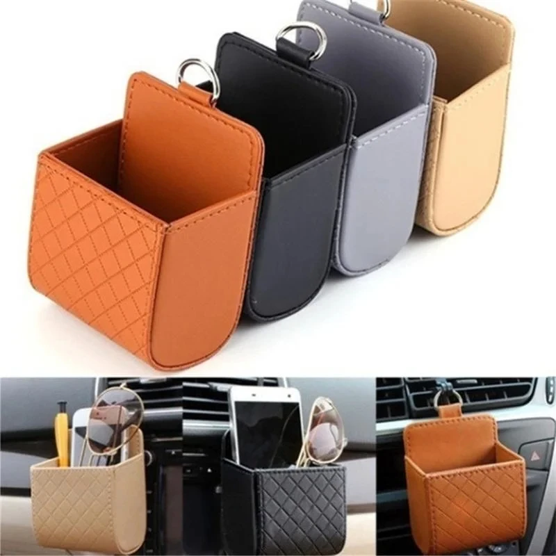Custodia per presa d'aria per auto, tasca per organizer, porta occhiali da sole, supporto per telefono, portamonete, portachiavi, porta carte, con gancio
