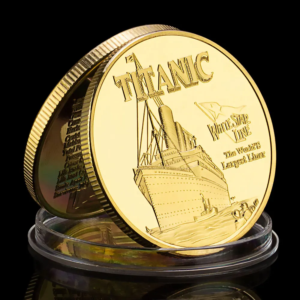 White Star Line Titanic The World's Largest Liner Collectible Gold Plated Souvenir Coin Collection Gift Commemorative Coin