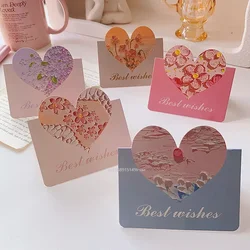 10Pcs 3D Cloud Heart Fold Handwritten Paper Best Wishes Greeting Cards Bouquet Wishes Message Card for Wedding Party Decor