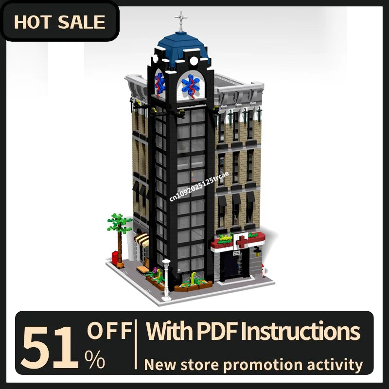 

New 4030Pcs City Hot Street View Moc Modular Hospital Model Building Blocks Diy Creative Ideas Kid Toy Birthday Christmas Gift