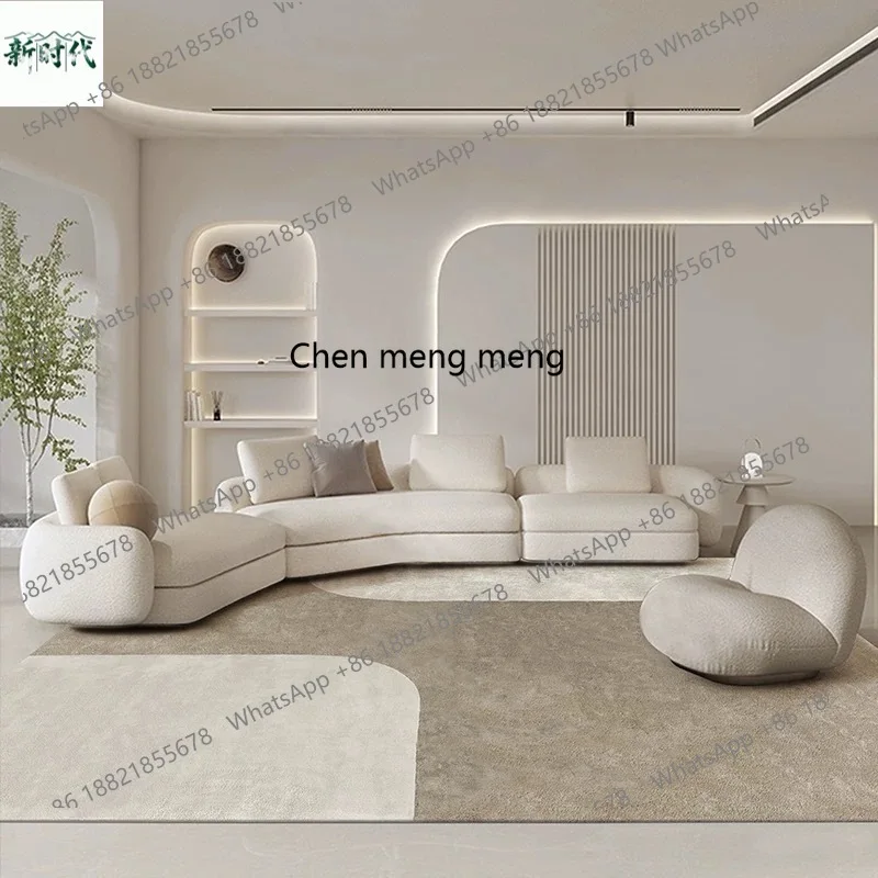 

Italian minimalist arc, flat seating area, fabric living room, special-shaped fabric sofa