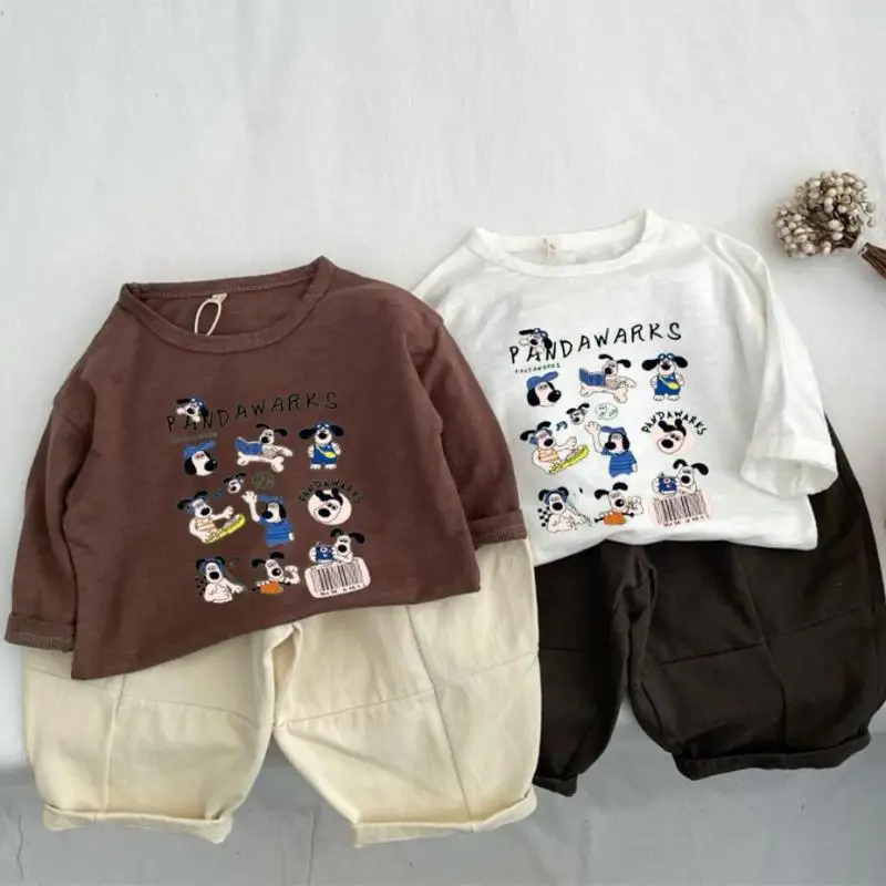 

1-7 Year Old Kids Clothing Autumn Thin Base Shirts Cartoon Long Sleeved Tshirt Children's Wear Tops Fashion Casual O-neck Blouse
