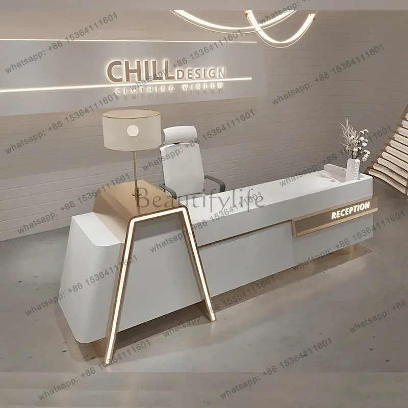 LSModern High-end Beauty Salon Cashier Cabinet Nordic Minimalist Clothing Store Hotel Reception Counter Office Furniture FYRD