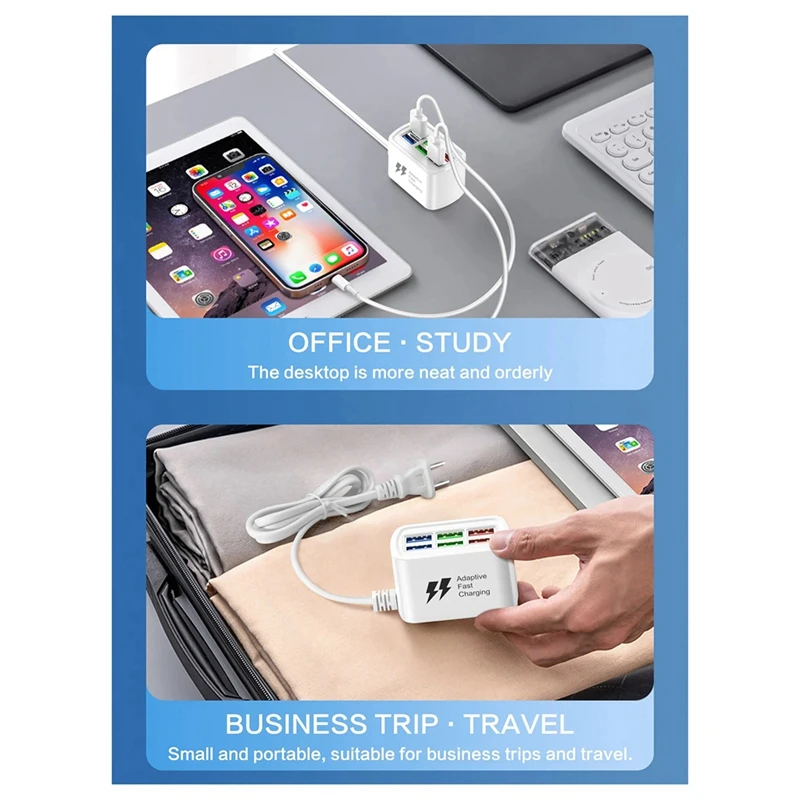 ABSQ-USB Power Streifen Telefon Ladegerät Adapter Multiport Kopf Buchse Wand Ladegerät Für Iphone Xiaomi Buchse HUB Splitter