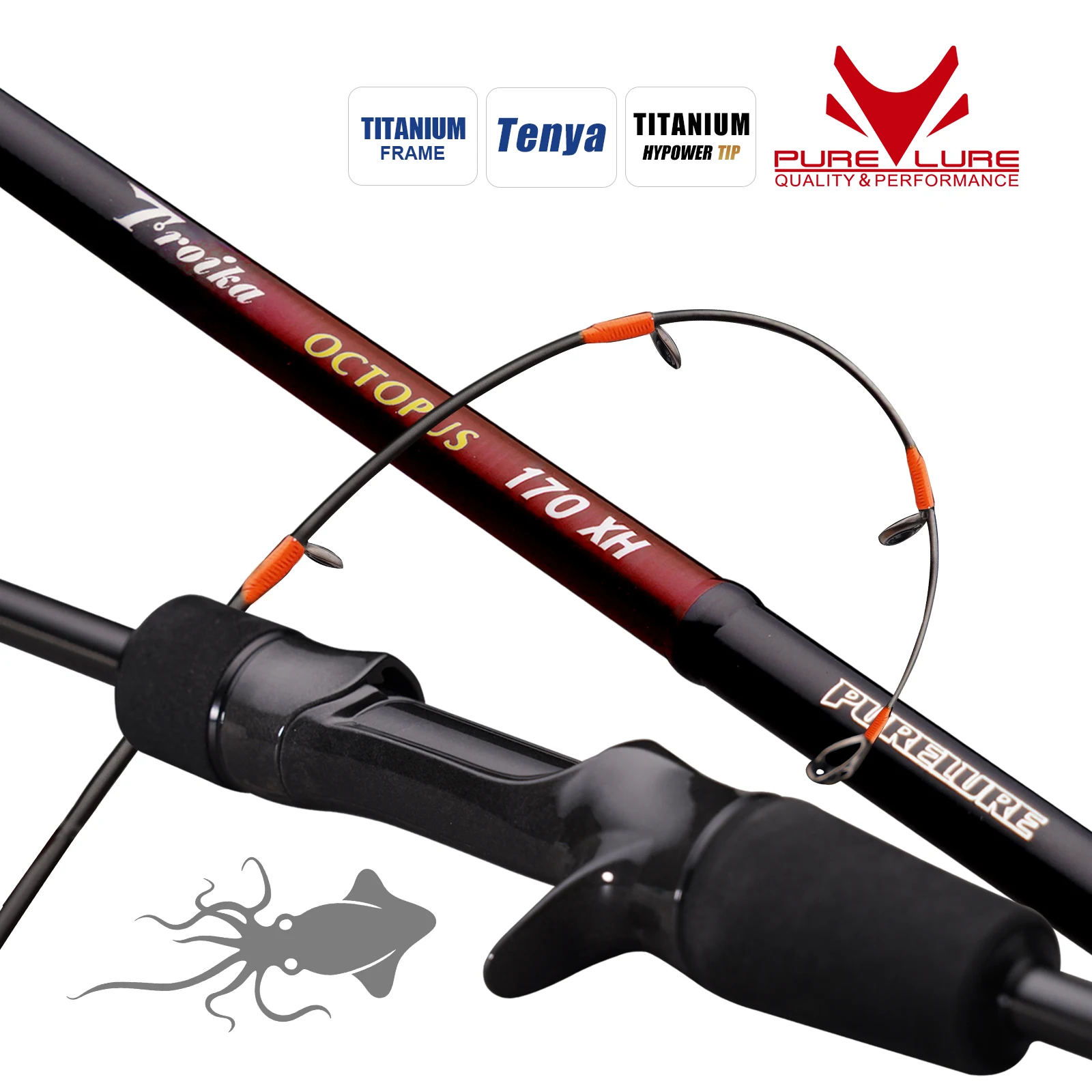 PURELURE NEW Tripod AIR TENYA Squid Fishing Rod 1.7m 1.8m XH Titanium Tip Saltwater Casting Rod Boat Fishing Webfooted Design