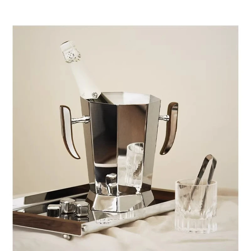 

Stainless steel ice bucket light luxury high-end wine champagne dining table model room ornament