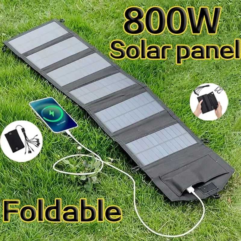 6-krotny składany panel słoneczny 800W 20w/h przenośna ładowarka do paneli słonecznych USB 5V DC Pełny czas pracy panel słoneczny mobilny zasilacz