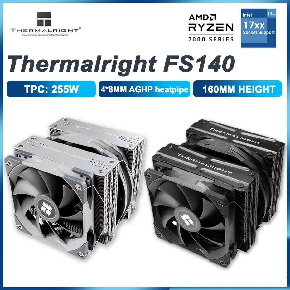 Thermalright FS140 Dual Tower CPU Cooler Radiator With 140mm PWM Fan 4PIN RGB For Intel 115x 2011 2066 AM4 Computer CPU Cooling