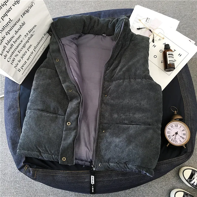 سترات النساء الوقوف طوق معاطف الصلبة سترة دون أكمام تقسم ملابس خارجية سترة سترة فضفاضة تناسب أساسيات الخريف عادية 2025 #3