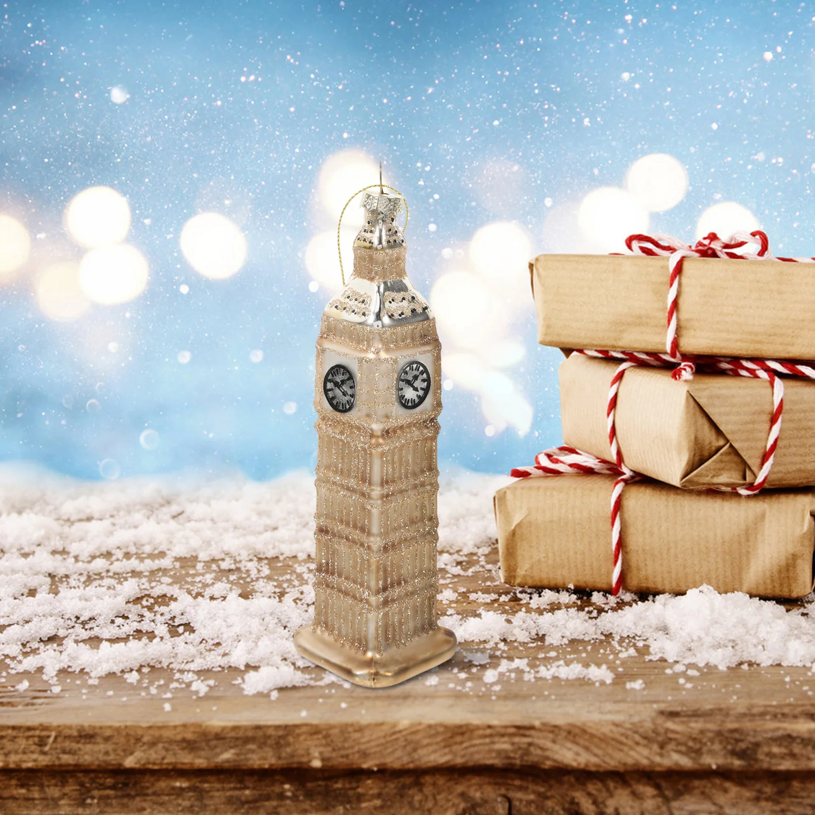 

Big Ornament Decorative Hanging Glass London Tower Christmas Tree Ornament Retro Home Decorations Building Model