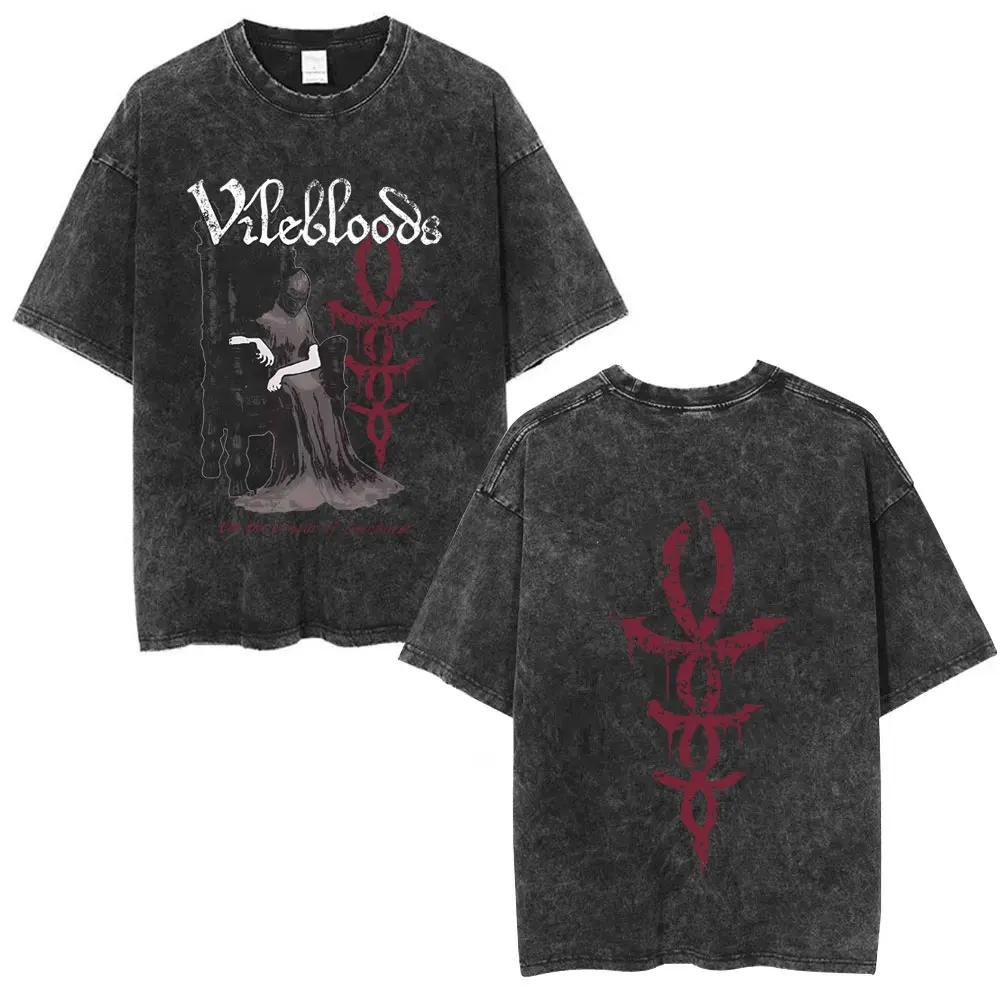 Washed Vintage Game Bloodborne Fear The Old Blood T Shirt Men Women Casual Oversized T-shirt Male High Quality Cotton T-shirts