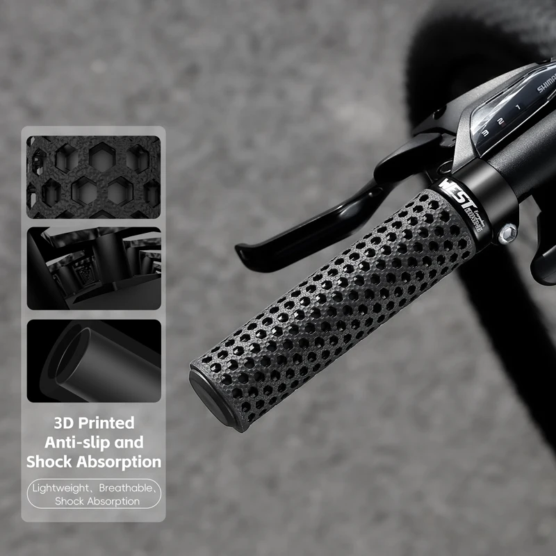 

3D Printed Bicycle Grips MTB Shock Absorbing Integrated Handlebar Lock On Grips Breathable Moutain Bike Handle Grips