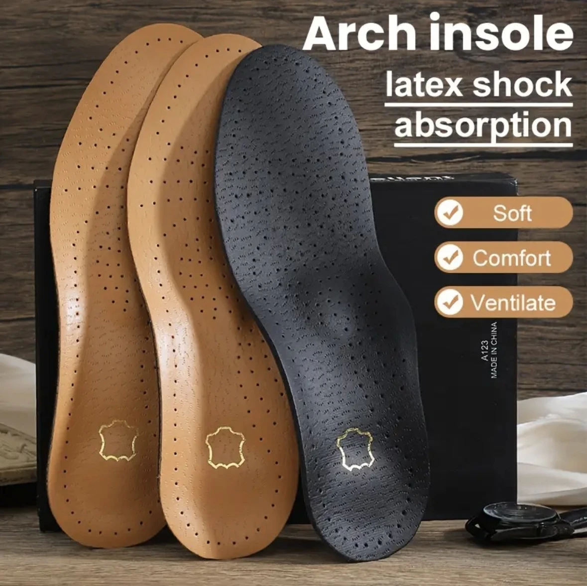 1Pair Leather Orthopedic Insoles Arch Support Insole Flat Feet Plantar Fasciitis Shoe Pads Quality Leather Deodorising Shoe Sole