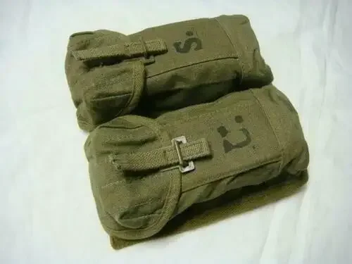 . SURPLUS US ARMY MILITARY STYLE TWO CELLS CANVAS MAGAZINE POUCH ARMY COLLECTIBLES MILITARY