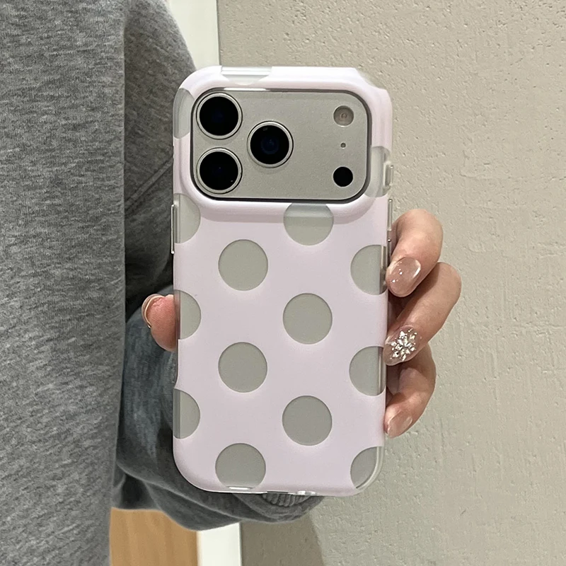 Fundas de Teléfono con Diseño de Puntos para iPhone 15 16 17 Pro Max, Funda 13 14 Pro, Carcasa Rígida IMD TPU a Prueba d