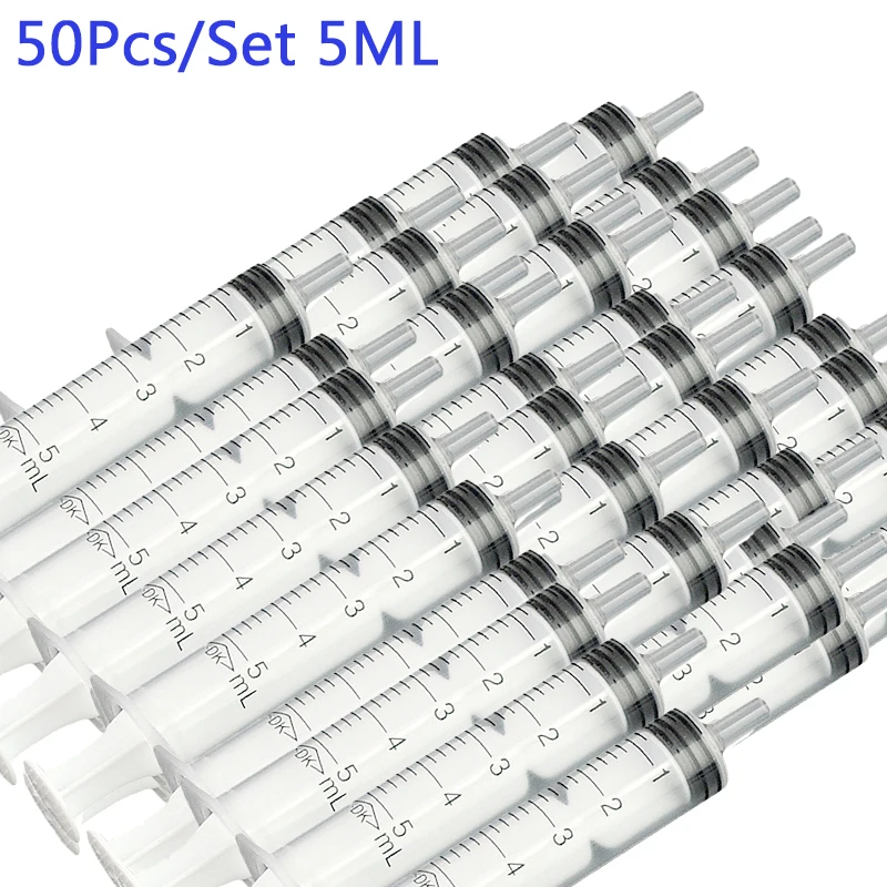 50Pcs 5ML Plastic Hydroponics Analyze Nutrient Syringe Measuring Applicator Pet Feeding With OPP Injectors Ink Small Syringes