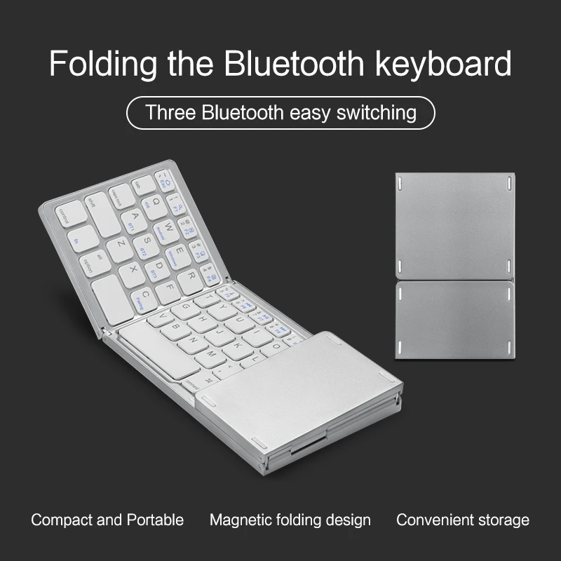 Tri-Folding Keyboard Mini Wireless Keyboard Foldable Bluetooth Keyboard with Touchpad for Windows Android IOS iPad Phone Tablet