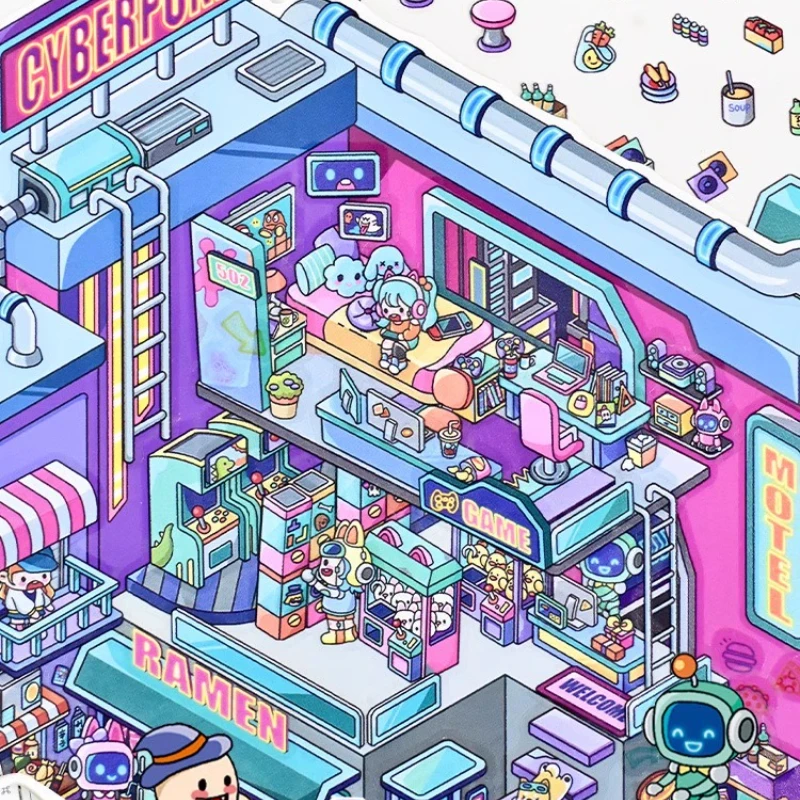 plus size Handmade toys scene stickers 2.5D stereoscopic miniature landscape collages