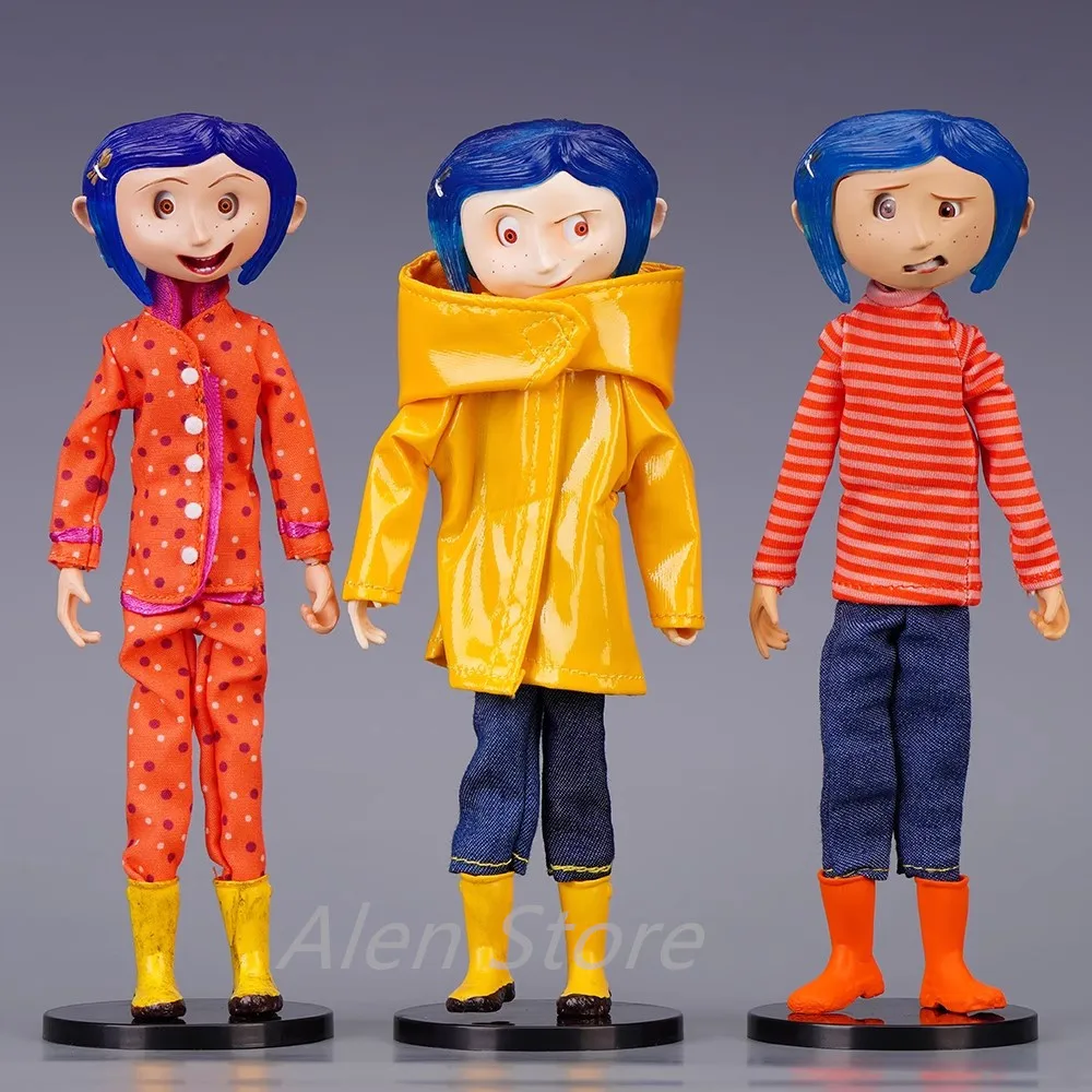 

17cm Movie Version Caroline Doll 7" Full Set Action Figure Body Yellow Raincoat Version for Gift Collection