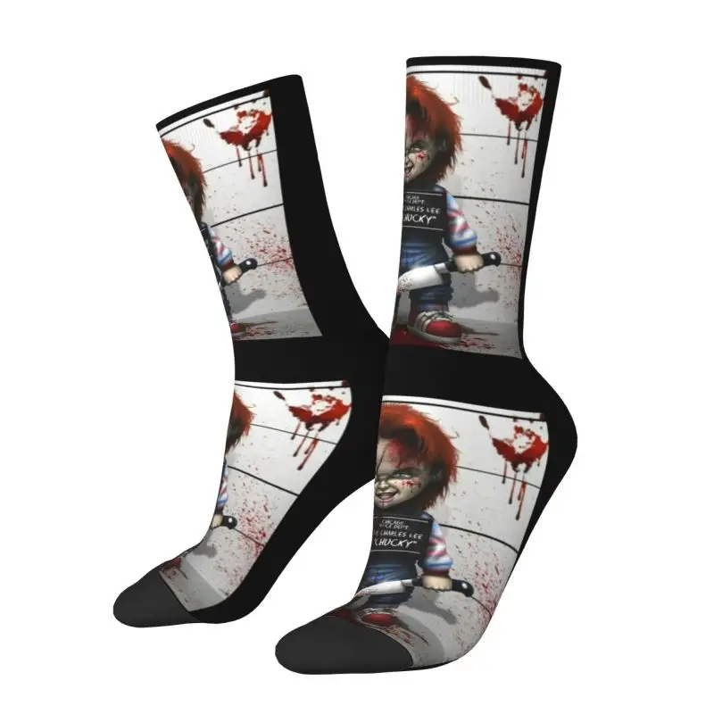 Cute Printed Chucky From Childs Play Socks for Women Men Stretch Summer Autumn Winter Horror Movie Crew Socks