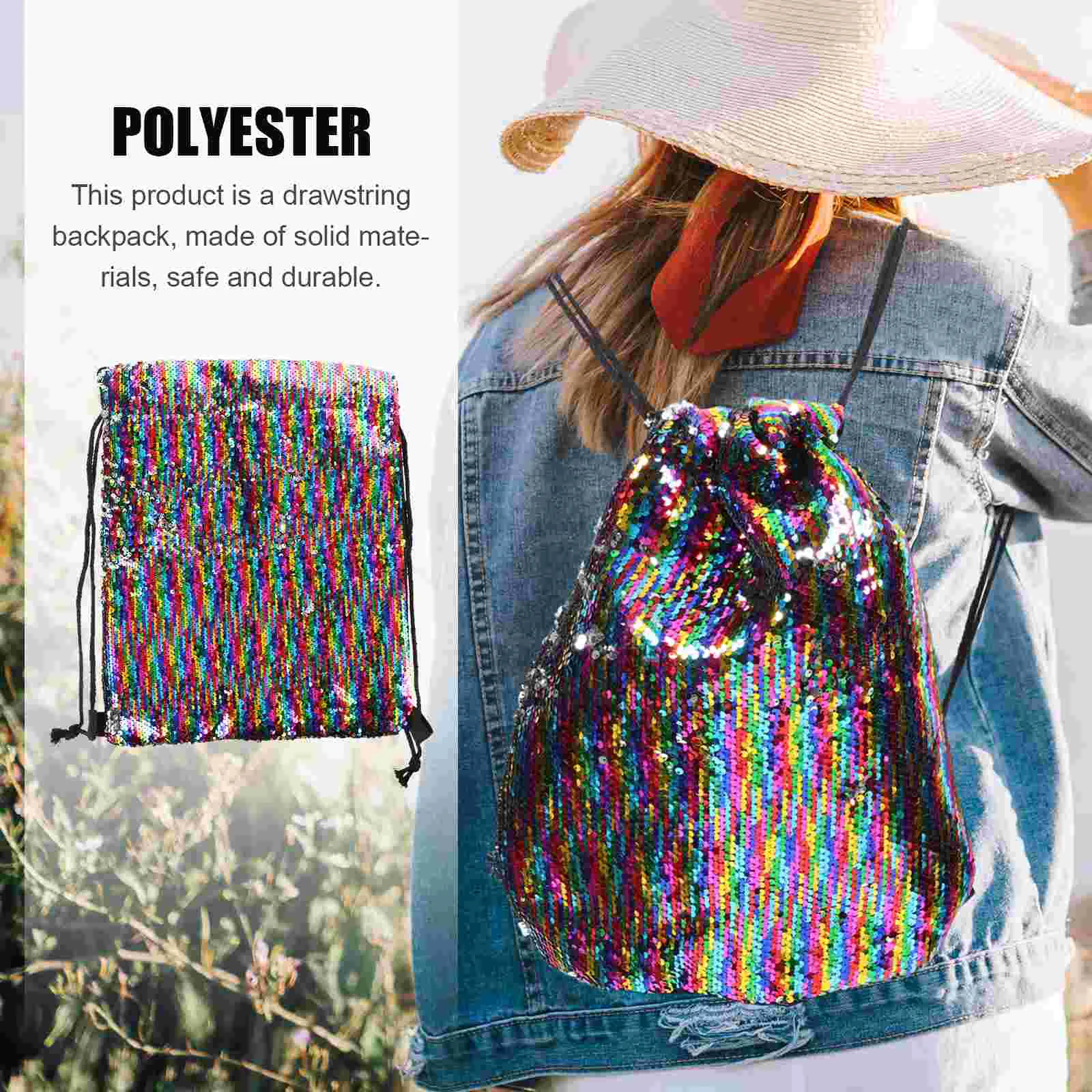 Gym Drawstring Bag Sequin Sports Workout Backpack Backpacks for Outdoor Fitness