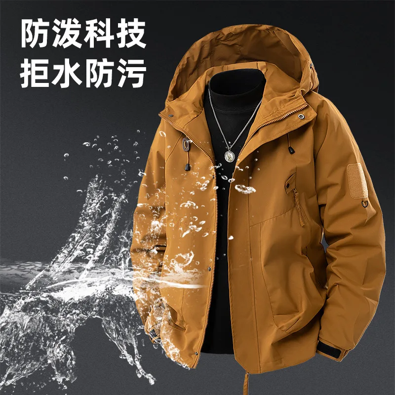 Men's 2025 New Style Outdoor Jacket Windproof Waterproof Hooded Mountain Climbing Coat Couple's Version Available