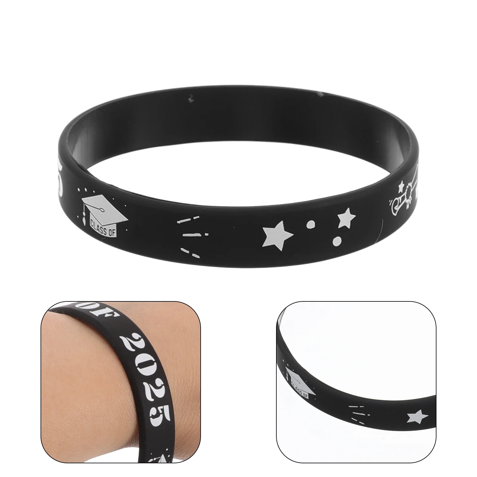 

10 Pcs Bracelets Graduation Party Wristband Themed Wristbands Bulk Black Decorative Silicone