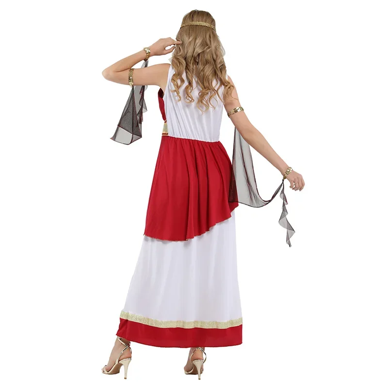 Ancient Greek Goddess Athena Costumes Women Halloween Roman Carnival Masquerade Role Play Dress