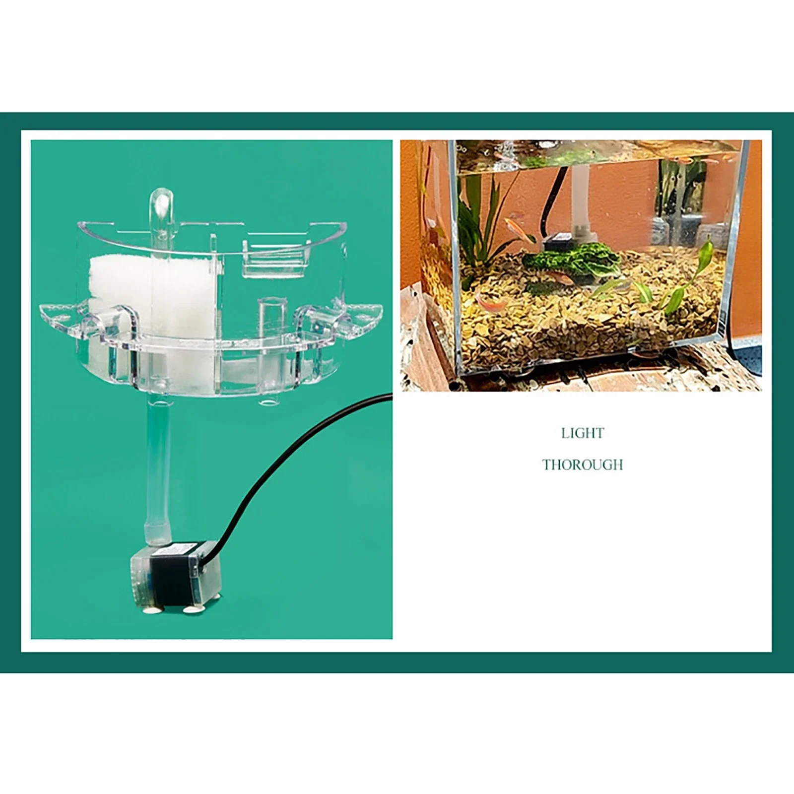 Akuarium Akrilik Mini Transparan Penjaga Ikan Mangkuk Ikan Desktop Portabel Tangki Ikan Cupang Ikan Tropis Pompa Tenang Filter Katun