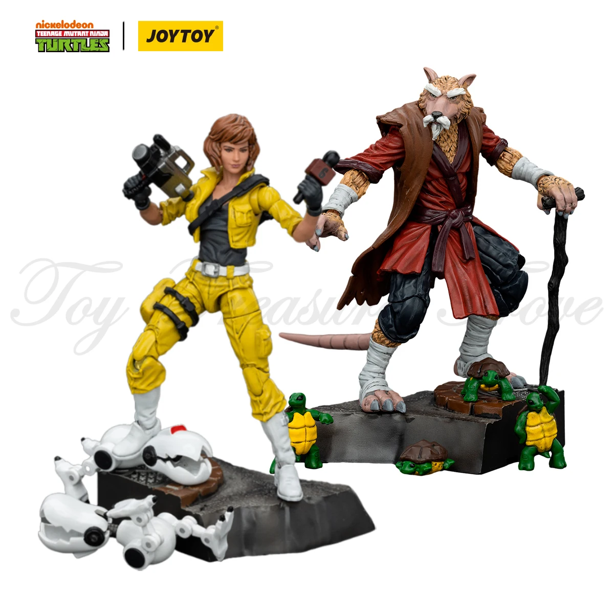 [IN MAGAZZINO] JOYTOY 1/18 Action Figures TMNT Splinter April O'Neil Anime Figure Modello Giocattolo