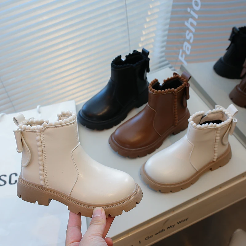 

Baby Girls Snow Boots 2025 Winter Children Bow Princess Shoes Outdoor Kids Casual Ankle Boots Anti-slip Soft Sole Infant Shoes