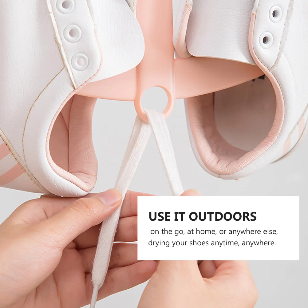 

4pcs 360° Rotating Shoe Drying Rack Double Hook Pp Material Lightweight Space Saving Household Organizer For Shoes Scarves