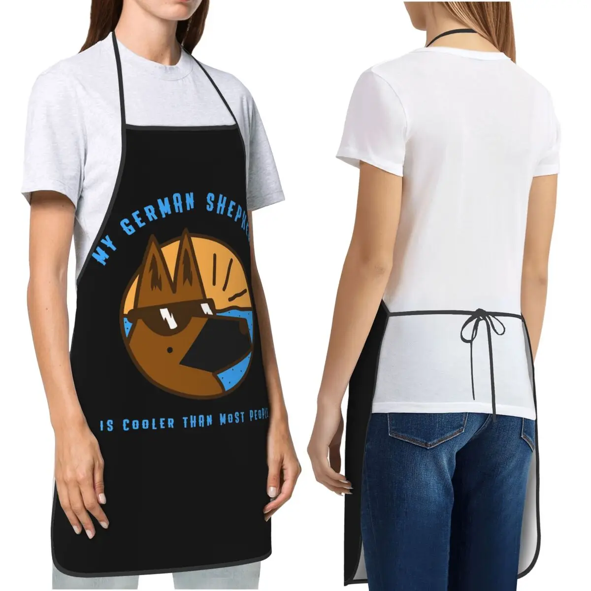 My German Shepherd Dog Is Cooler Aprons Chef Cooking Cuisine Tablier Bib Kitchen Cleaning Pinafore for Women Men Painting